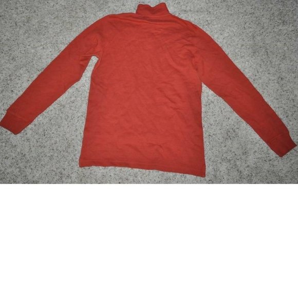 Mens Zip Neck Sweater Chaps Orange Medium Lightweight 1/4 Ribbed Cotton - Picture 3 of 3